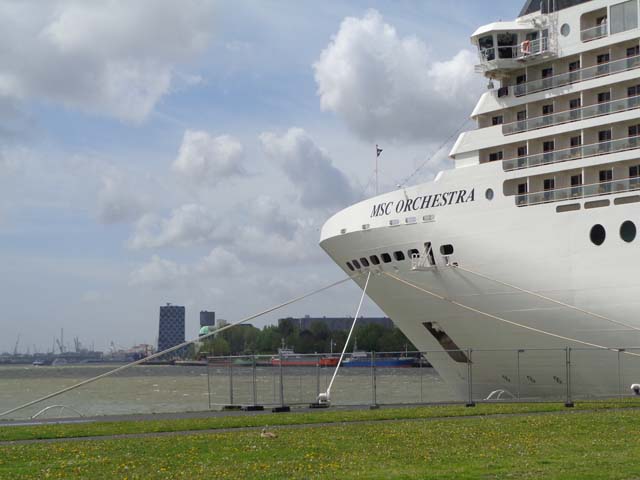 Cruiseschip ms MSC Orchestra van MSC Cruises aan de Cruise Terminal Rotterdam